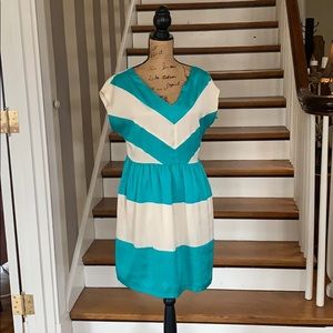 Teal and Ivory Chevron Summer Dress